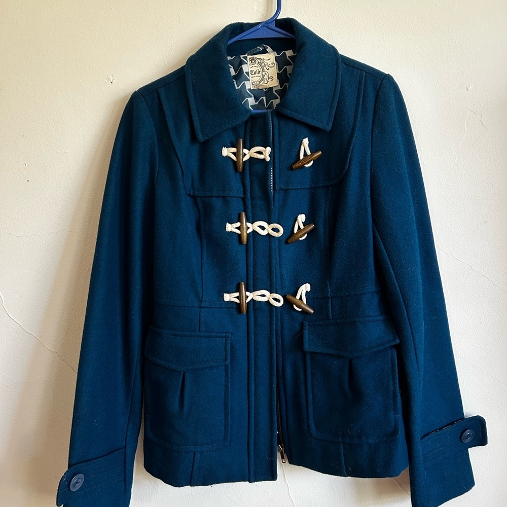 *Stunning* Peacock Blue Toggle Women's Jacket from Anthropologie